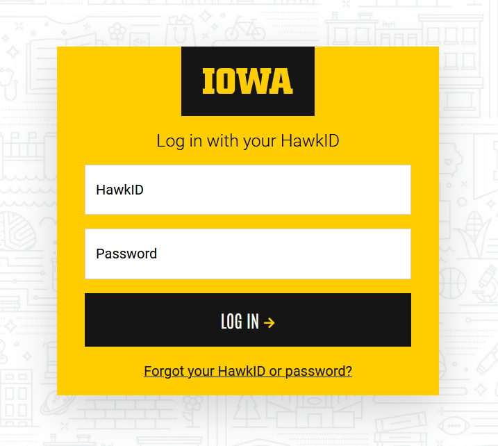 Screenshot of UIowa Login screen
